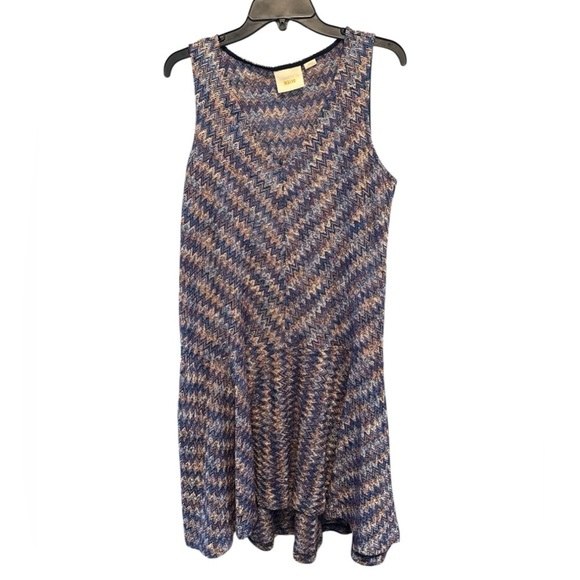 Anthropologie Maeve Westwater Knit Dress Women’s Size Large Purple Chevron - Picture 6 of 10